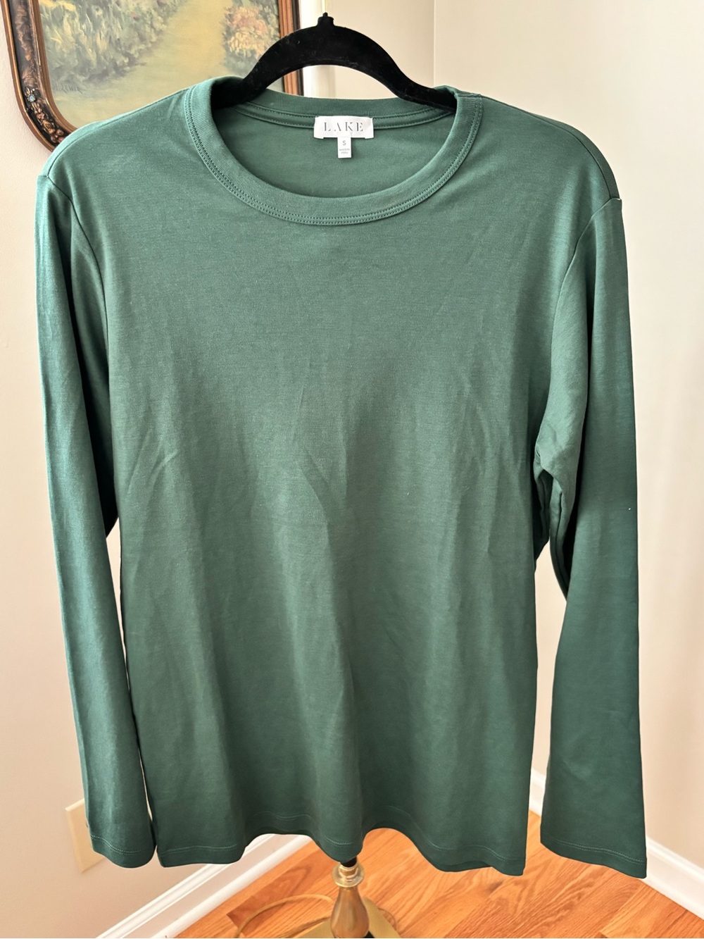 NWOT LAKE Pima Cotton Lounge Pajama Crewneck Top Green Size S